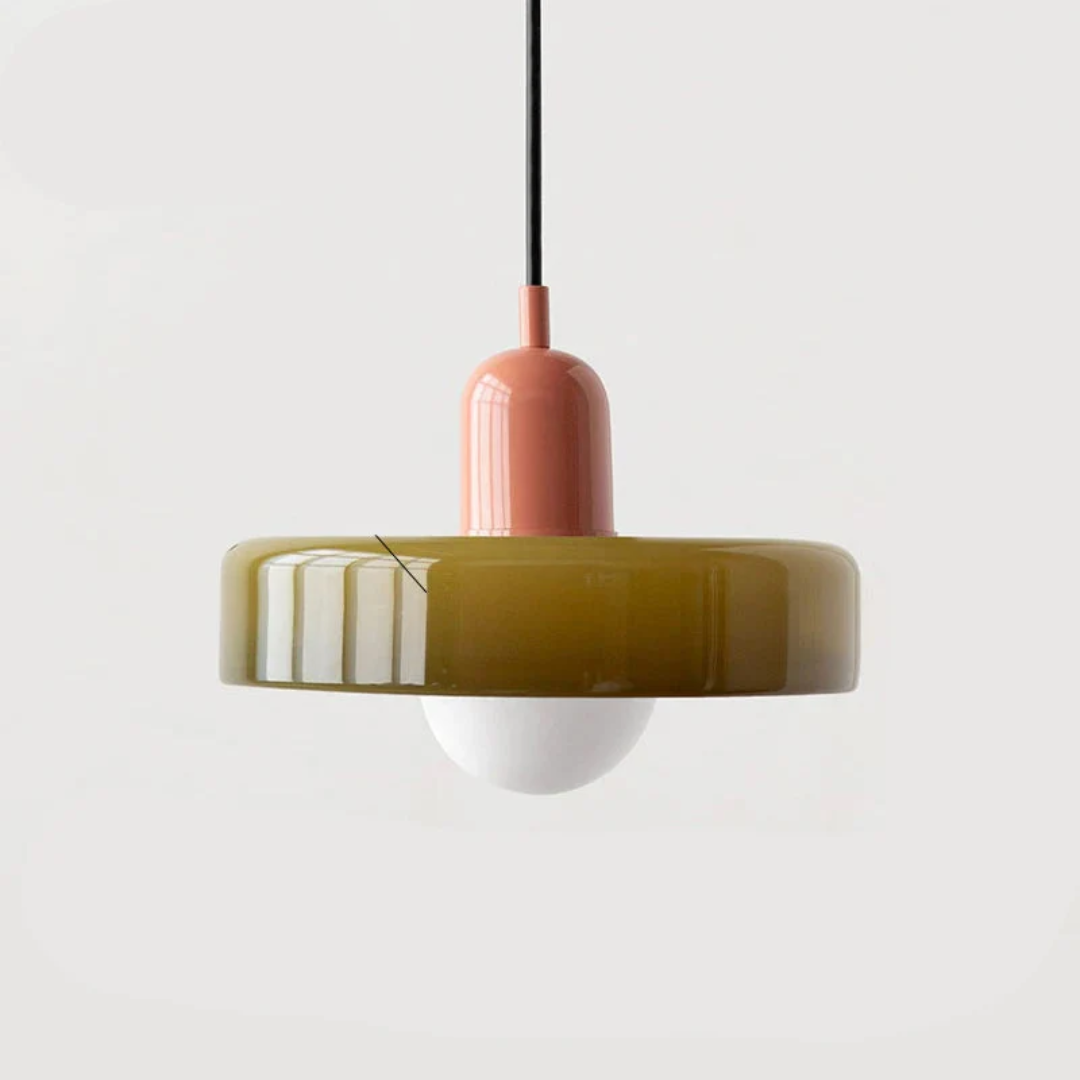 Designerska lampa wisząca z kolorowym kloszem – Vintage i minimalistyczna