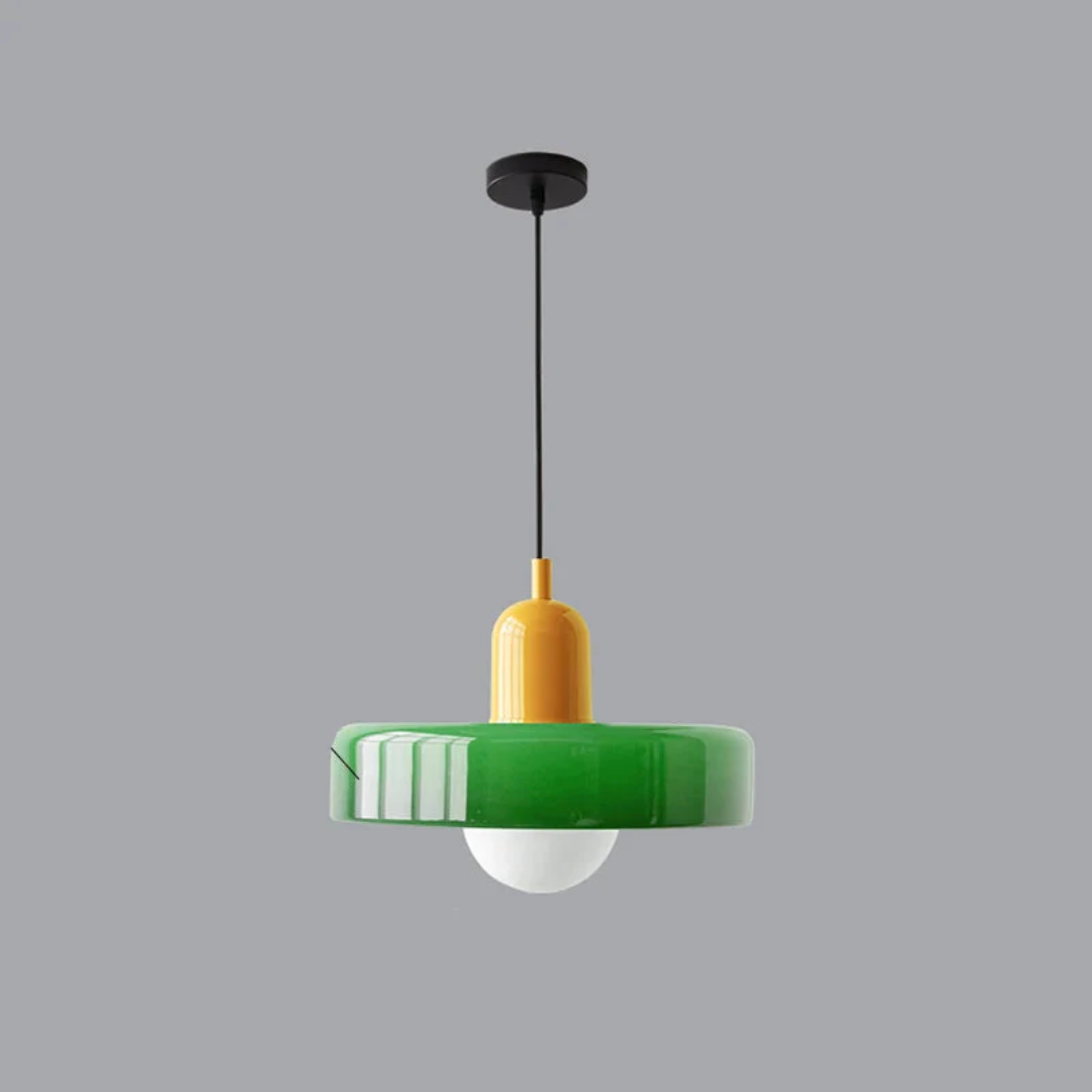 Designerska lampa wisząca z kolorowym kloszem – Vintage i minimalistyczna