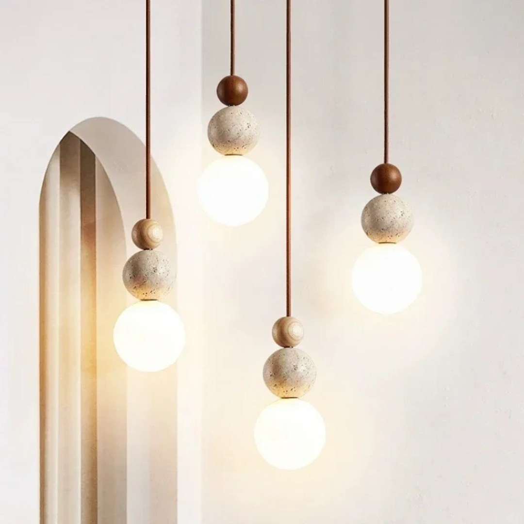 Nowoczesna lampa wisząca z naturalnych materiałów – styl Japandi