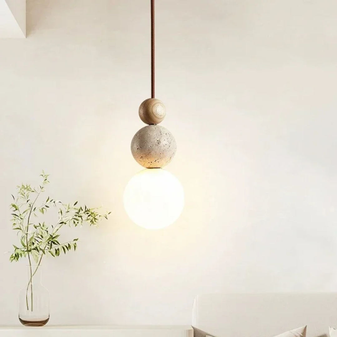 Nowoczesna lampa wisząca z naturalnych materiałów – styl Japandi
