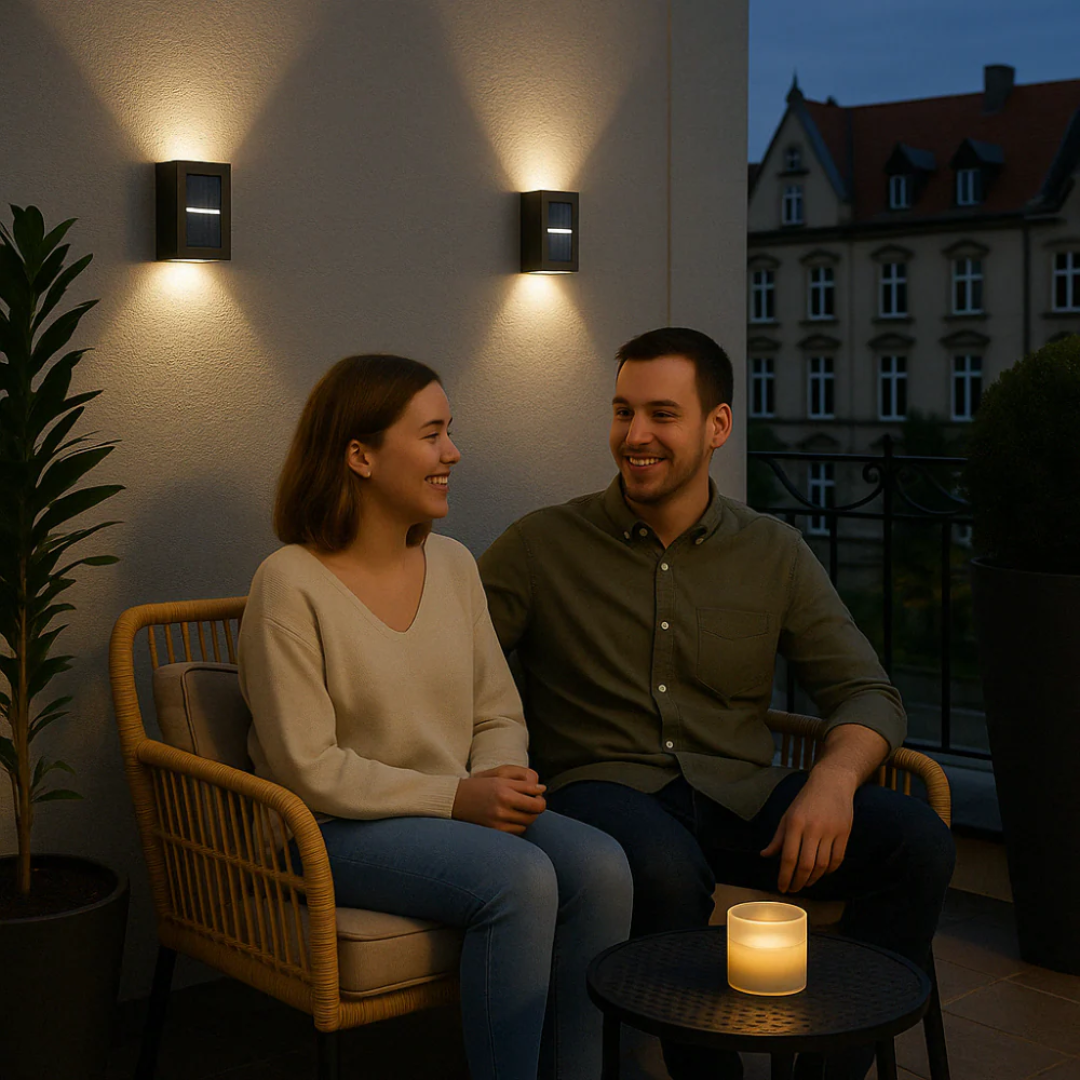 Up-Down – Bezprzewodowe, Wodoodporne Lampy Ścienne LED na Energii Słonecznej – Nastrojowe Oświetlenie do Użytku Zewnętrznego