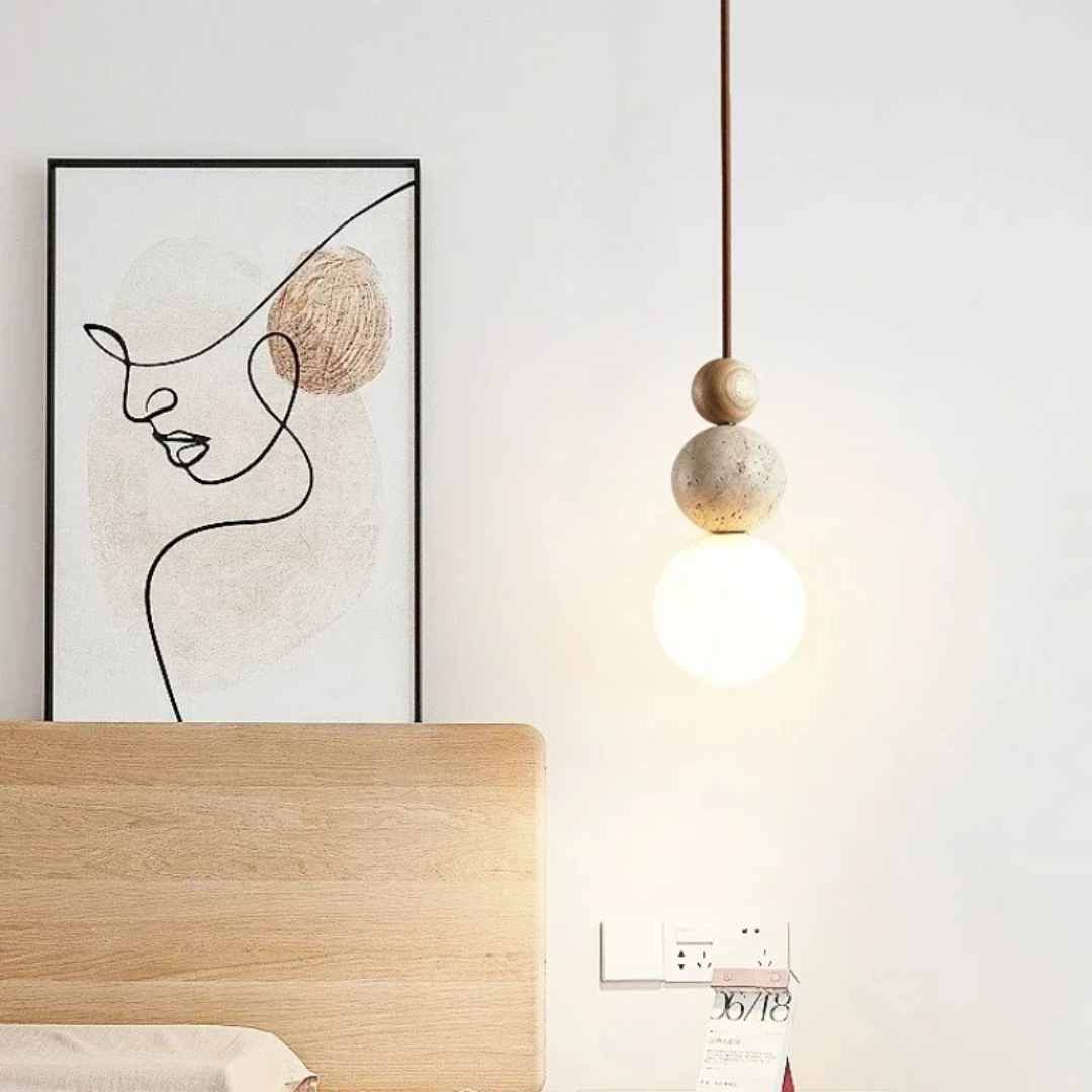 Nowoczesna lampa wisząca z naturalnych materiałów – styl Japandi