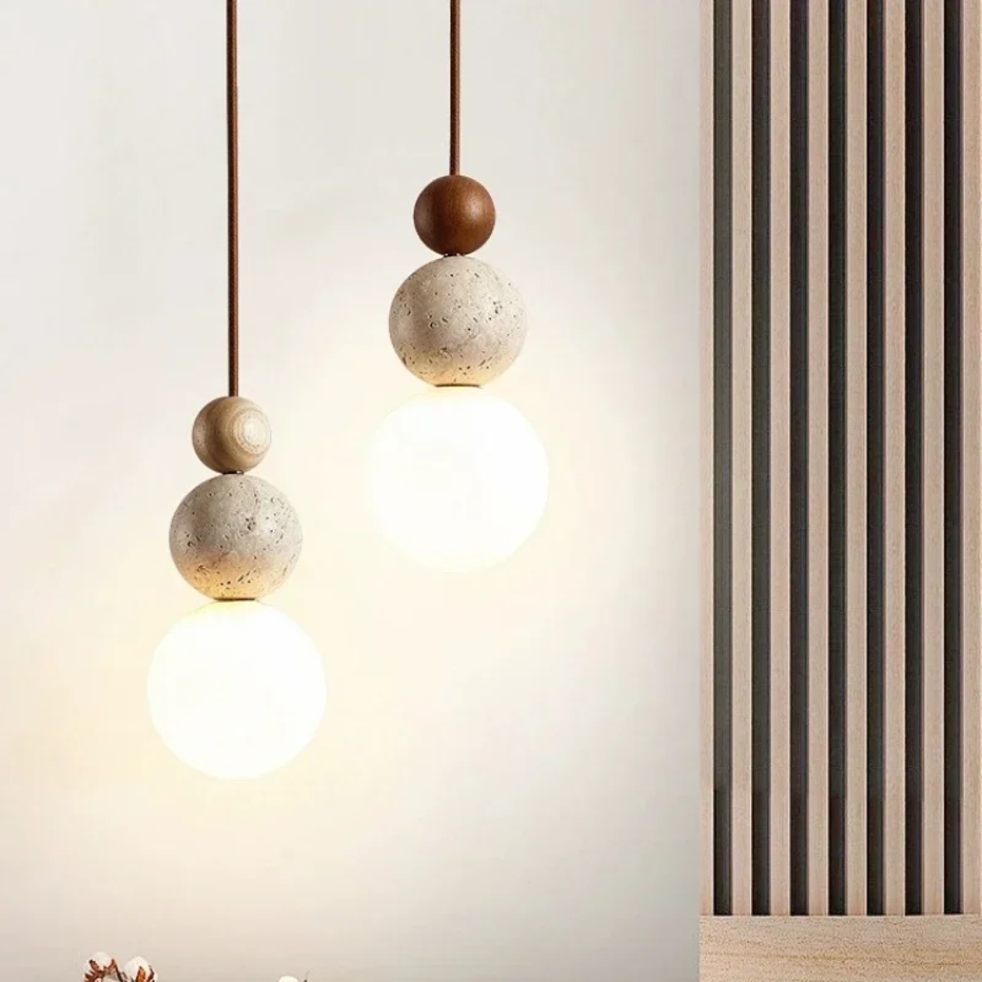 Nowoczesna lampa wisząca z naturalnych materiałów – styl Japandi
