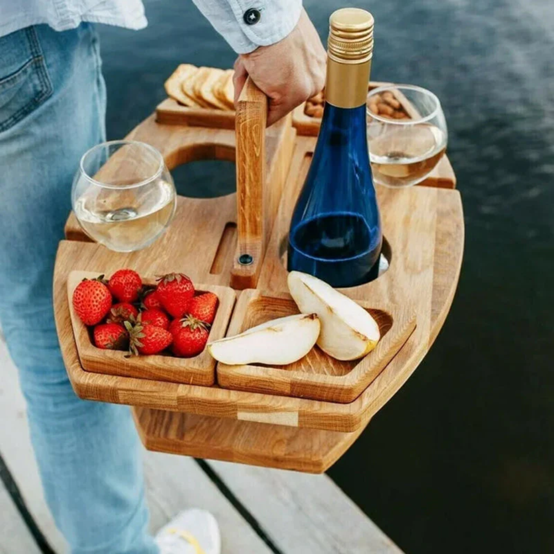 Stolik Piknikowy na Wino z Drewna