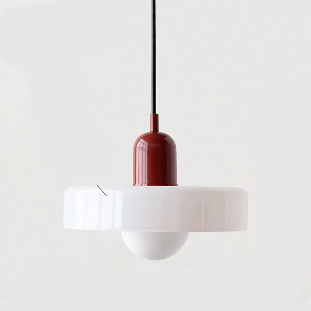 Designerska lampa wisząca z kolorowym kloszem – Vintage i minimalistyczna