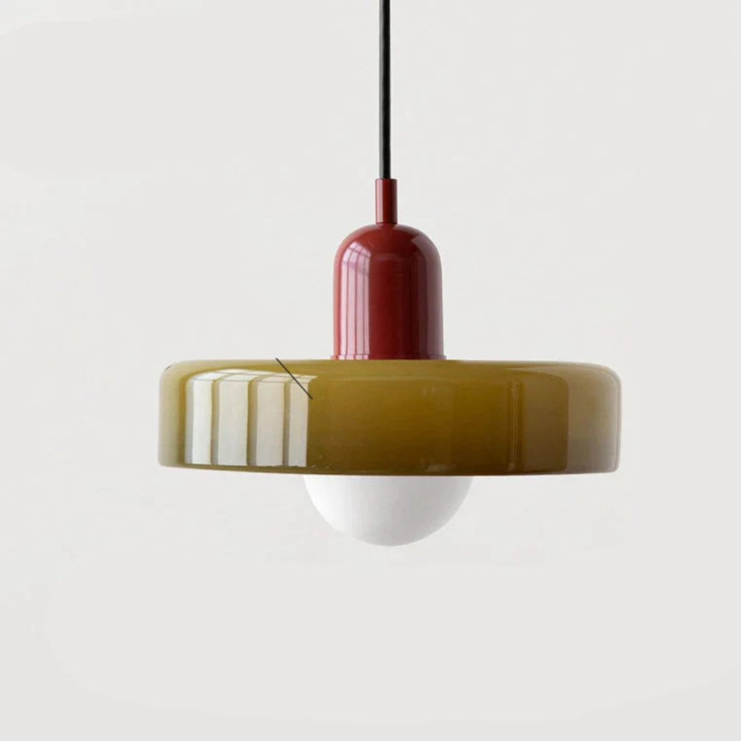 Designerska lampa wisząca z kolorowym kloszem – Vintage i minimalistyczna