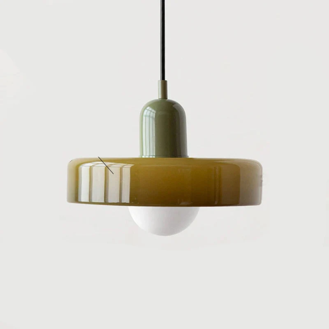 Designerska lampa wisząca z kolorowym kloszem – Vintage i minimalistyczna