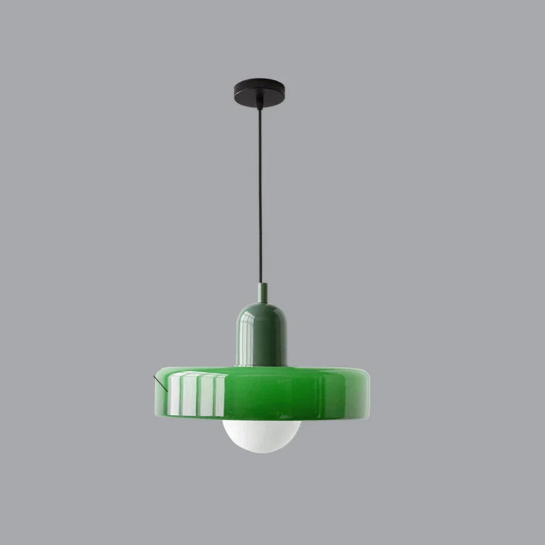 Designerska lampa wisząca z kolorowym kloszem – Vintage i minimalistyczna